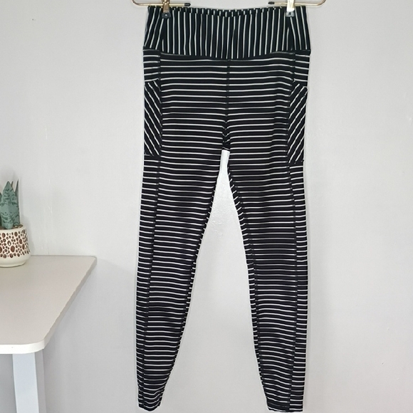 Avia Pants - Avia Stripe Contender Tight Striped Leggings Women's Size Small Athletic Workout